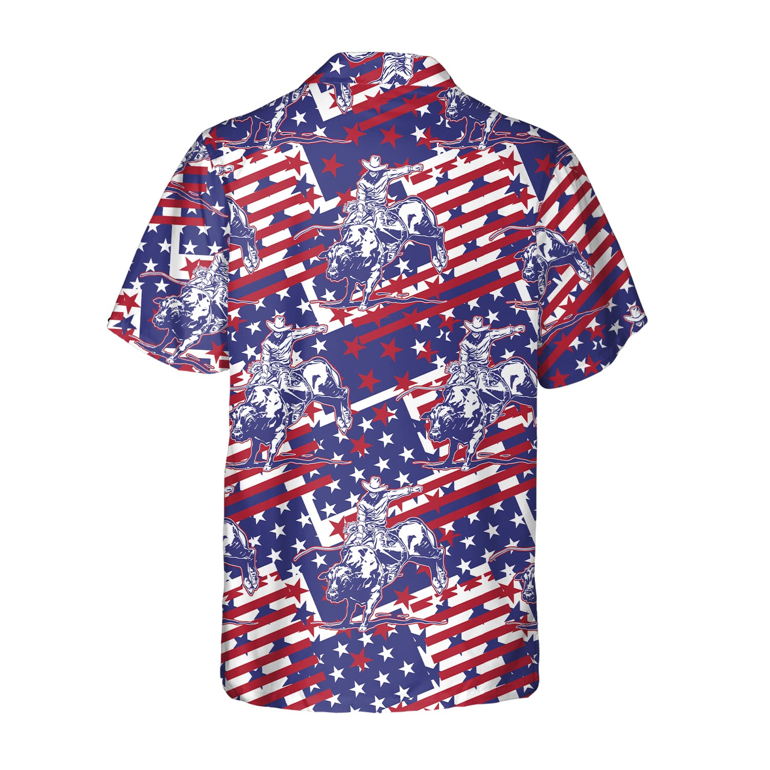 Rodeo Bull Rider Patriotic American Flag Hawaiian Shirt / Cowboys Button Down Summer Beach Dress Shirts