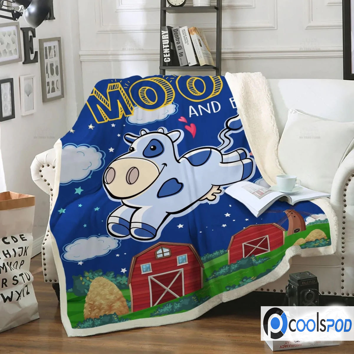 Baby Fleece Sherpa Blanket/ I Love You To The Moo And Back Premium Blankets/ Gift For Son Daughter Soft Cozy Blanket
