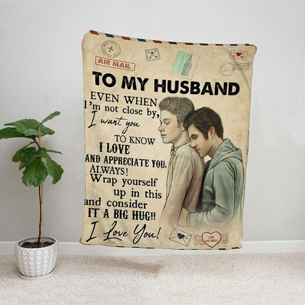 To My Husband Blanket For Gaymer/ Lgbt Couple Love Mail Letter Fleece Blanket/ Pride Gifts