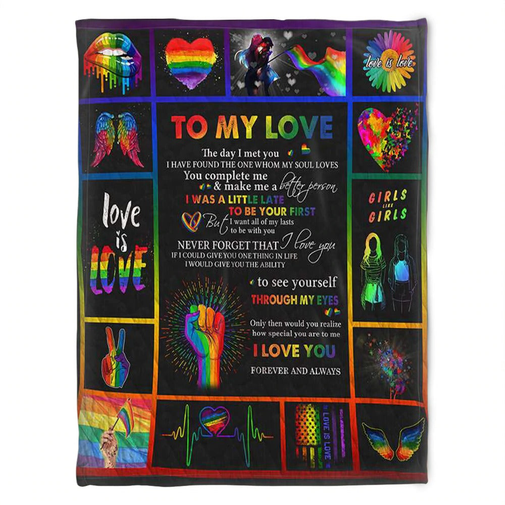 To My Love Pride Blanket/ I Love You Fleece Blanket For Couple Gay Man/ Lesbian Gift Blanket Present Lgbt Pride Month
