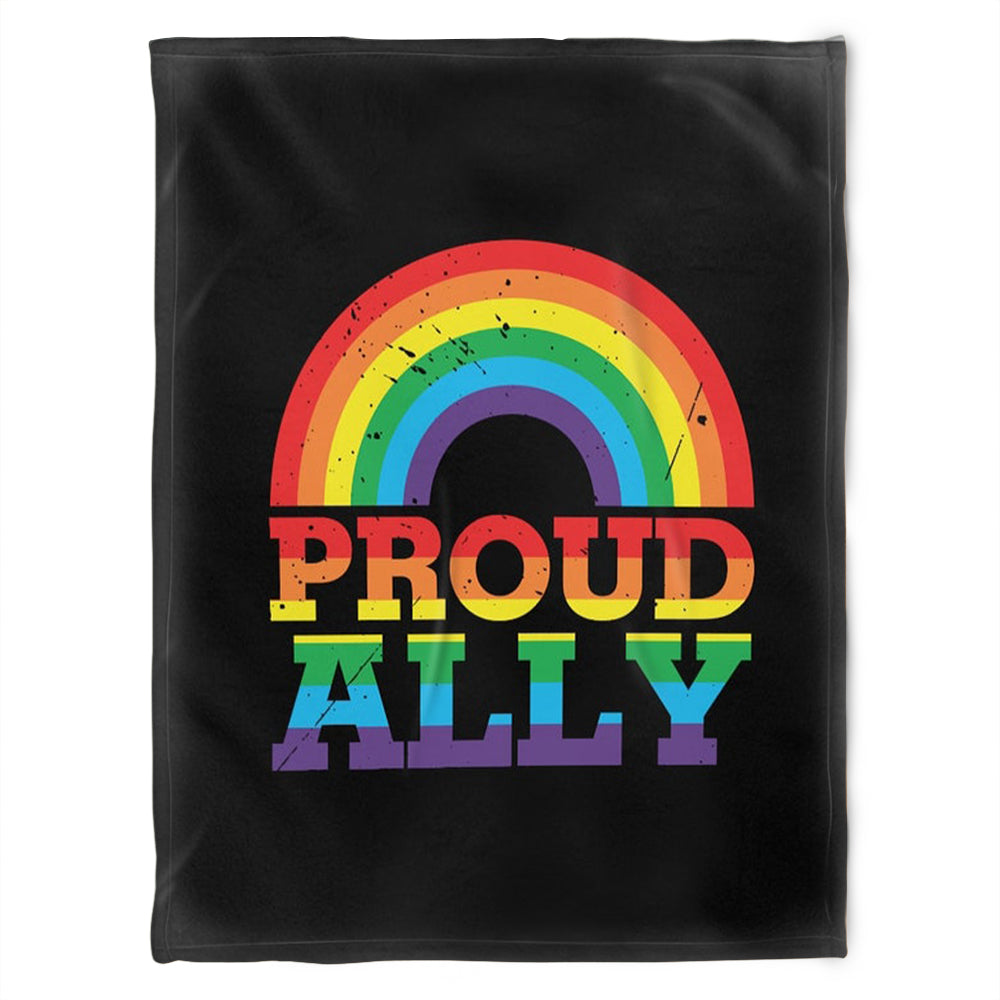 Proud Ally Rainbow Blanket/ Gift For Ally Support Lgbtq/ Support Gay Friend Gift/ Present To Ally