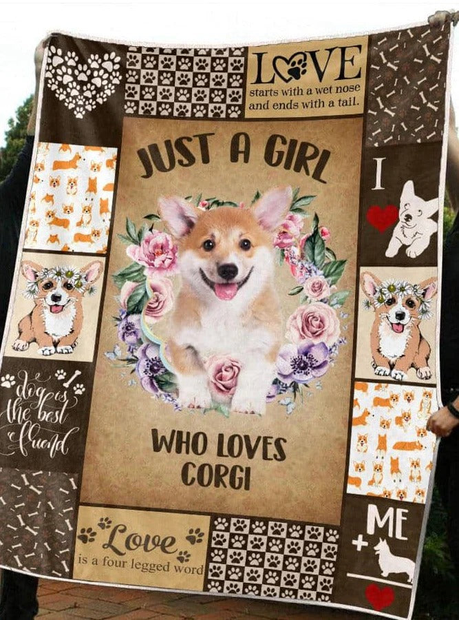 Just A Girl Who Loves Corgi Blanket Gift For Dog Lovers Birthday Gift Home Decor Bedding Couch Sofa Soft and Comfy Cozy