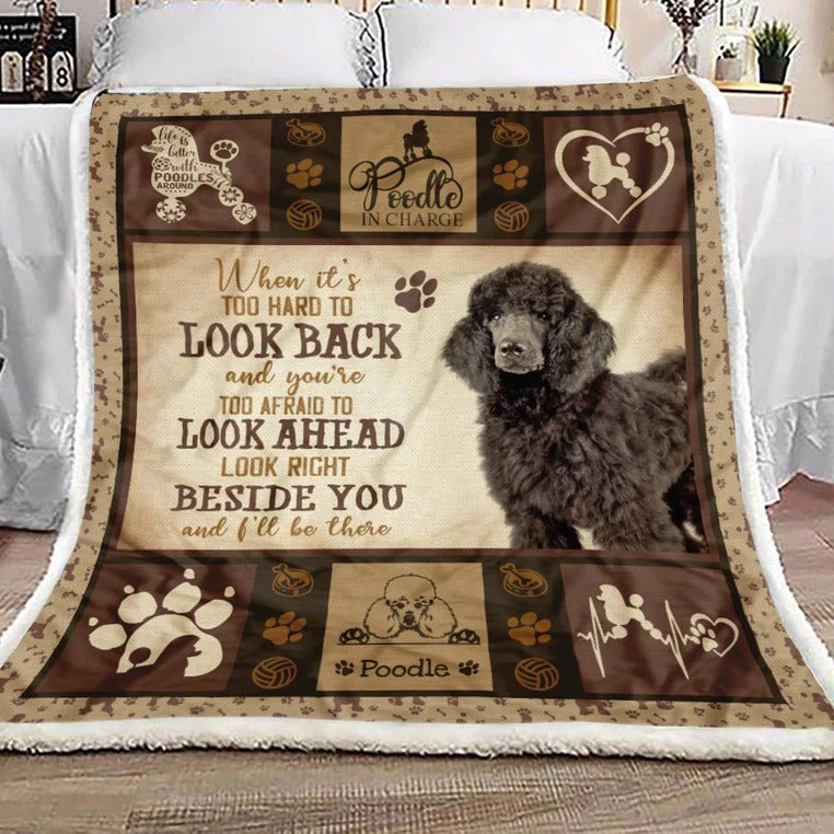 Poodle Blanket/ Black Poodle Beside You And I''ll Be There Blanket Gift For Dog Lovers Birthday Gift Home Decor Bedding Couch Sofa Soft and Comfy Cozy
