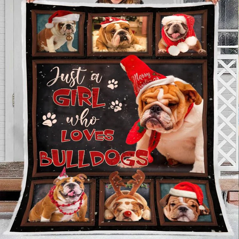 Just A Girl Who Loves Bulldogs Fleece Blanket Gift For Dog Lovers Gift For Friend Birthday Gift Home Decor Bedding Couch Sofa Soft And Comfy Cozy