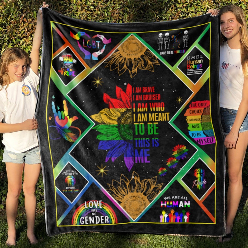 Lgbt Sunflower This Is Me Blanket Gift For Friend Lesbian/  Family Birthday Gay Gift Home Decor/ Pride Gift