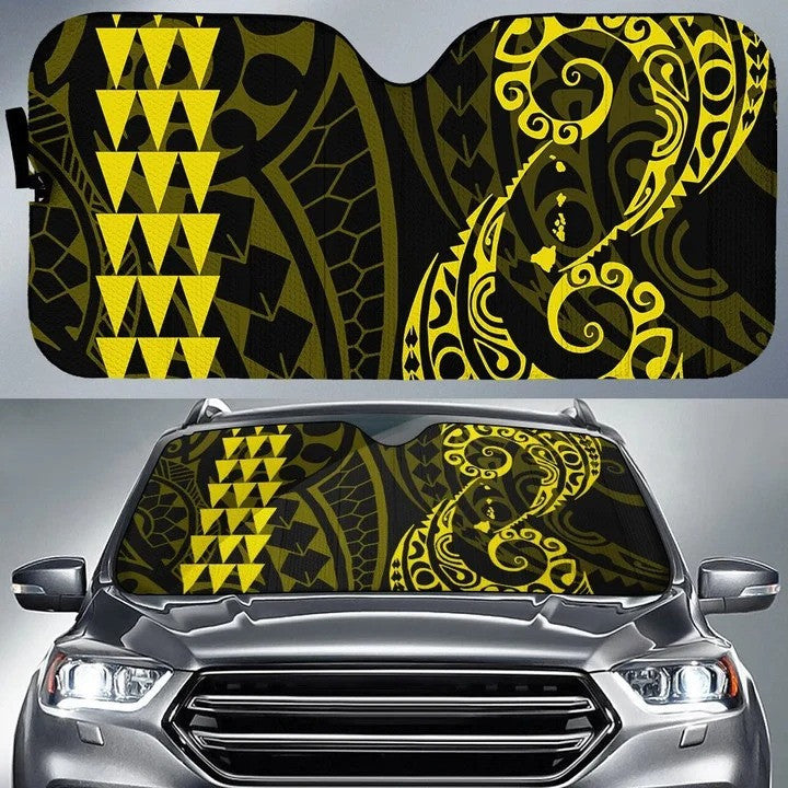 Yellow Kakau Polynesia Hawaii Printed Car Sun Shade Cover Auto Windshields Coolspod