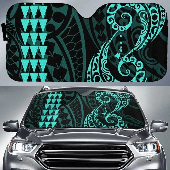 Tropical Blue Kakau Polynesia Hawaii Printed Car Sun Shade Cover Auto Windshields Coolspod
