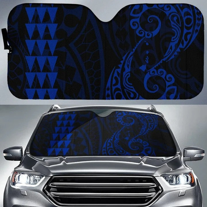 Royal Blue Kakau Polynesia Hawaii Printed Car Sun Shade Cover Auto Windshields Coolspod