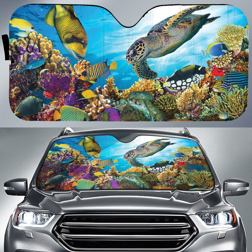 Coral Reef Underwater Life Printed Car Sun Shade Cover Auto Windshield Coolspod