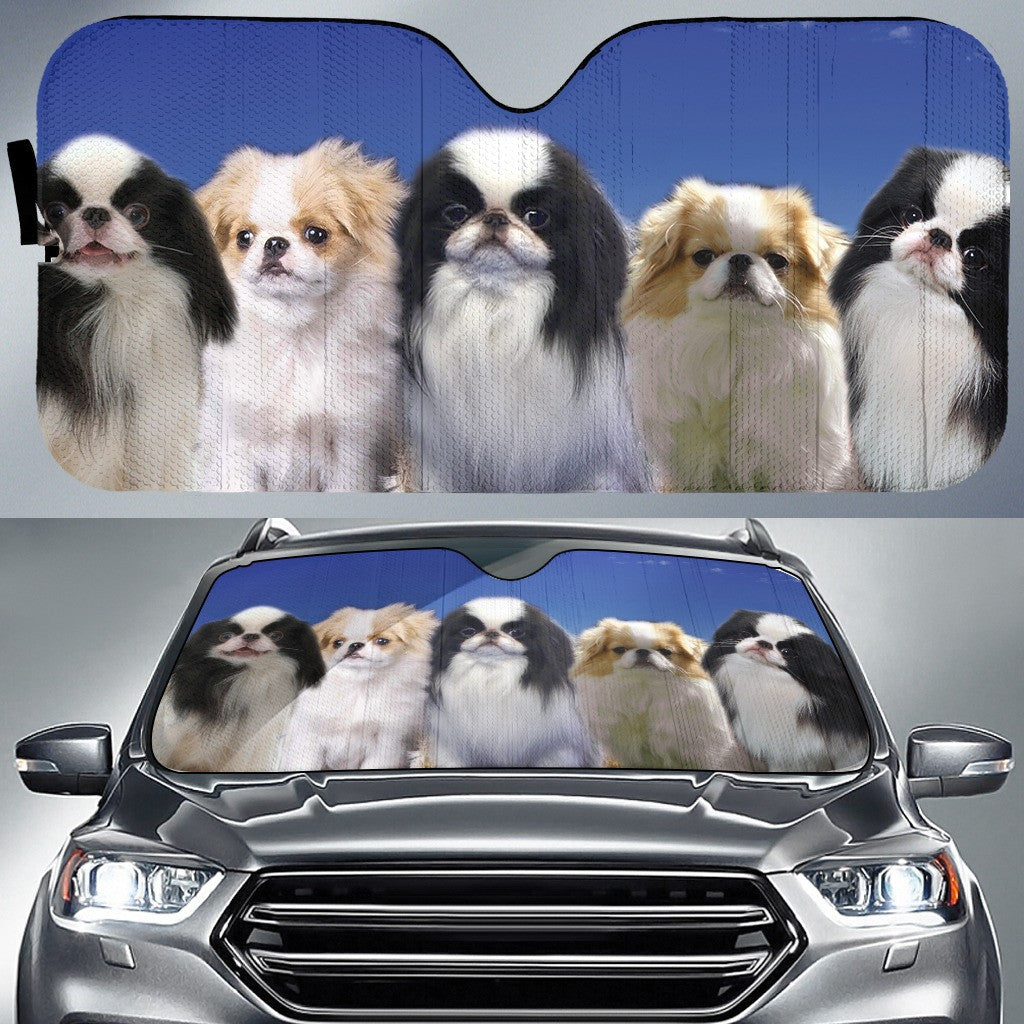 Five Japanese Chin Doggies Image Printed Car Sun Shade Cover Auto Windshield Coolspod