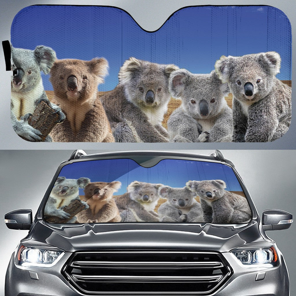Koala Family Driving Car Image For Dog Lovers Printed Car Sun Shade Cover Auto Windshield Coolspod
