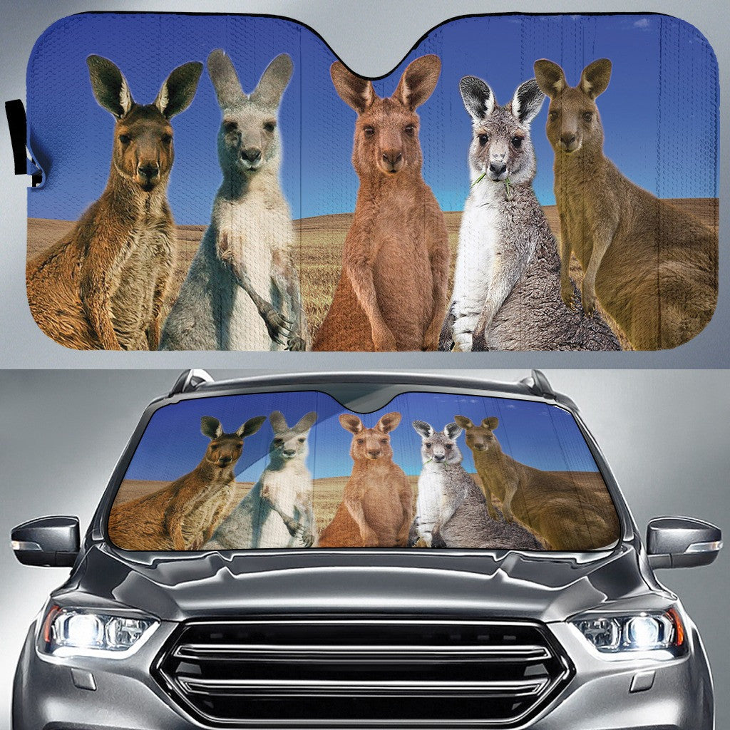 Funny Face Of Kangaroos For Animals Lovers Printed Car Sun Shade Cover Auto Windshield Coolspod