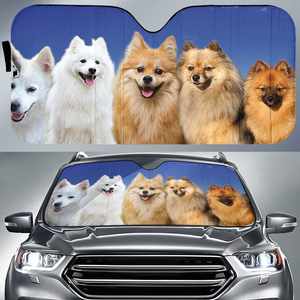 Funny German Spitz Dog Printed Car Sun Shade Cover Auto Windshield Coolspod