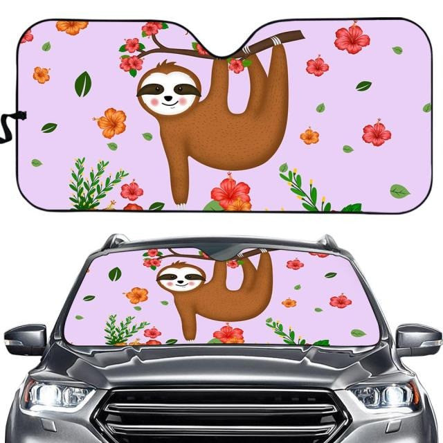 Cute Sloth Bubble Gum For Animals Lovers Printed Car Sun Shade Cover Auto Windshield Coolspod