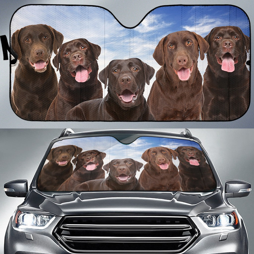 Chocolate Labrador For Dog Lovers Printed Car Sun Shade Cover Auto Windshield Coolspod