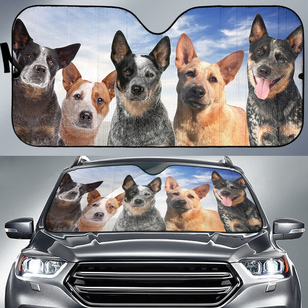 Red And Blue Australian Cattle Dogs Printed Car Sun Shade Cover Auto Windshield Coolspod