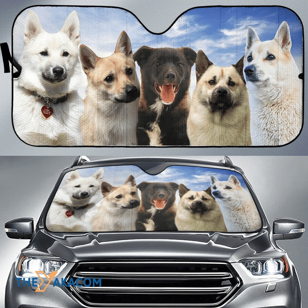 Five Norwegian Buhunds Dogs Printed Car Sun Shade Cover Auto Windshield Coolspod