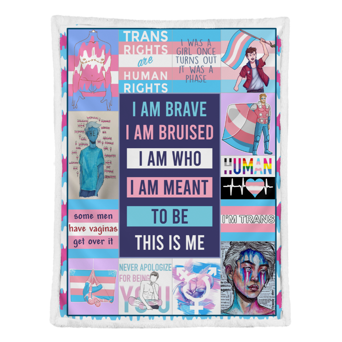 Trans Blanket/ Transgender Pride Blanket/ Trans Gifts/ Gift For Transgender/ Lgbtq Quilt Blanket