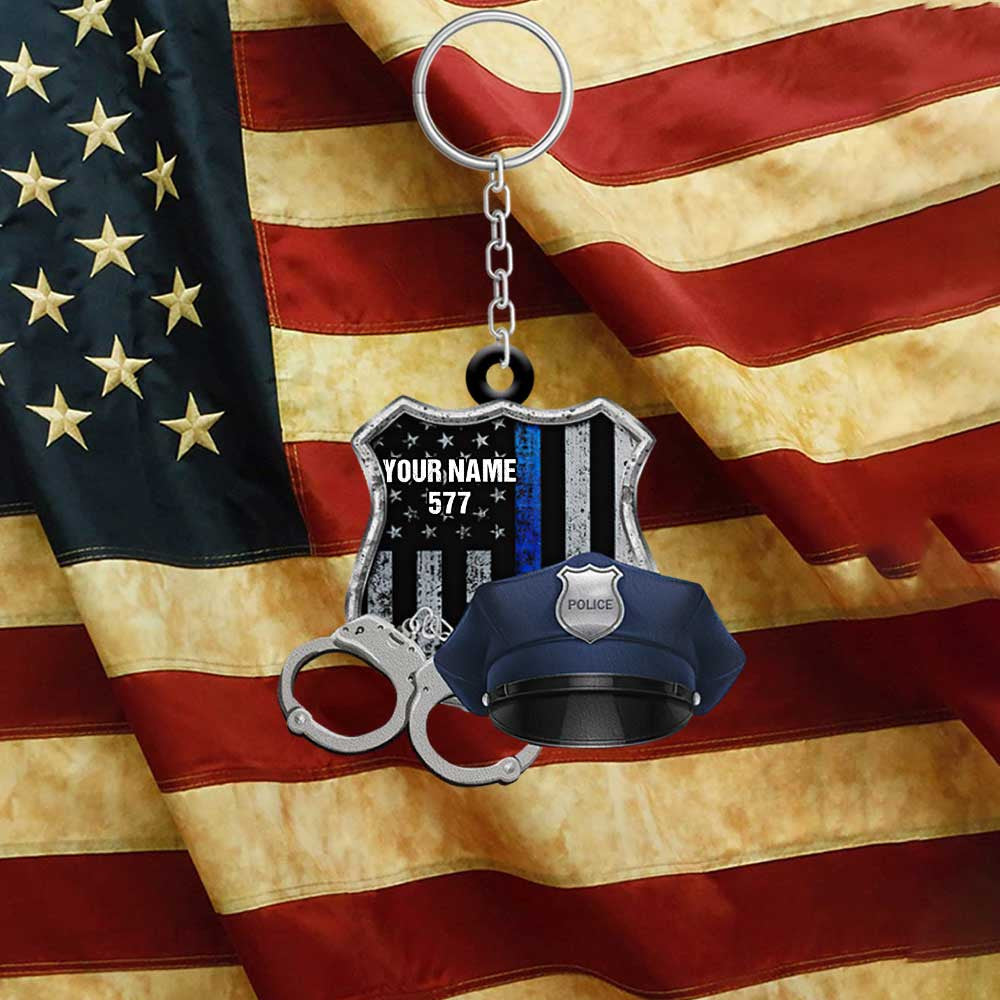 Personalized Police Keychain/ Custom Name Police Vest Full Set/ Baton/Tonfa & Gun Flat Keychain