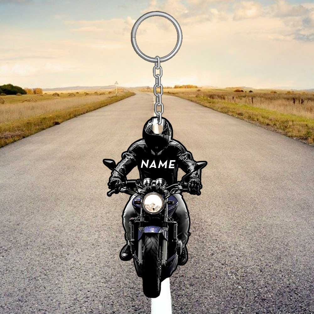 Personalized Biker Man/ Lady Biker Keychain/ Custom Biker Vest Flat Keychain for Biker lovers