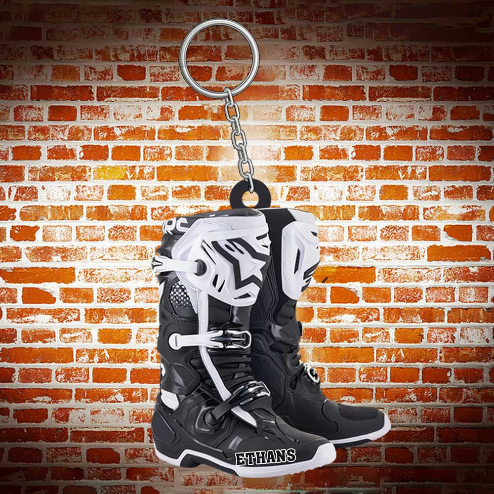 Personalized Motocross Boots Keychain/ Custom Biker Shoes Acrylic Flat Keychain for Biker