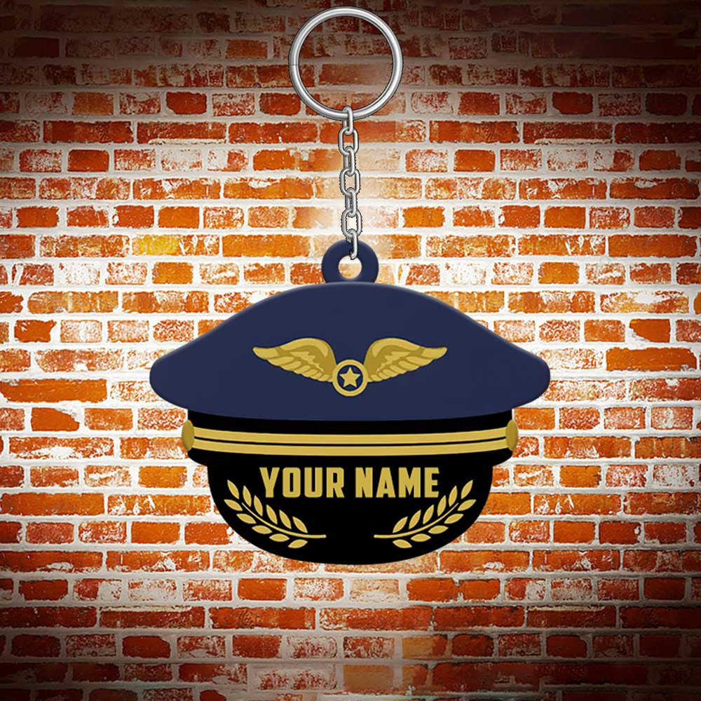 Personalized Pilot Rank Keychain/ Pilot Uniform Keychain/ Custom Name for Pilot Keychain