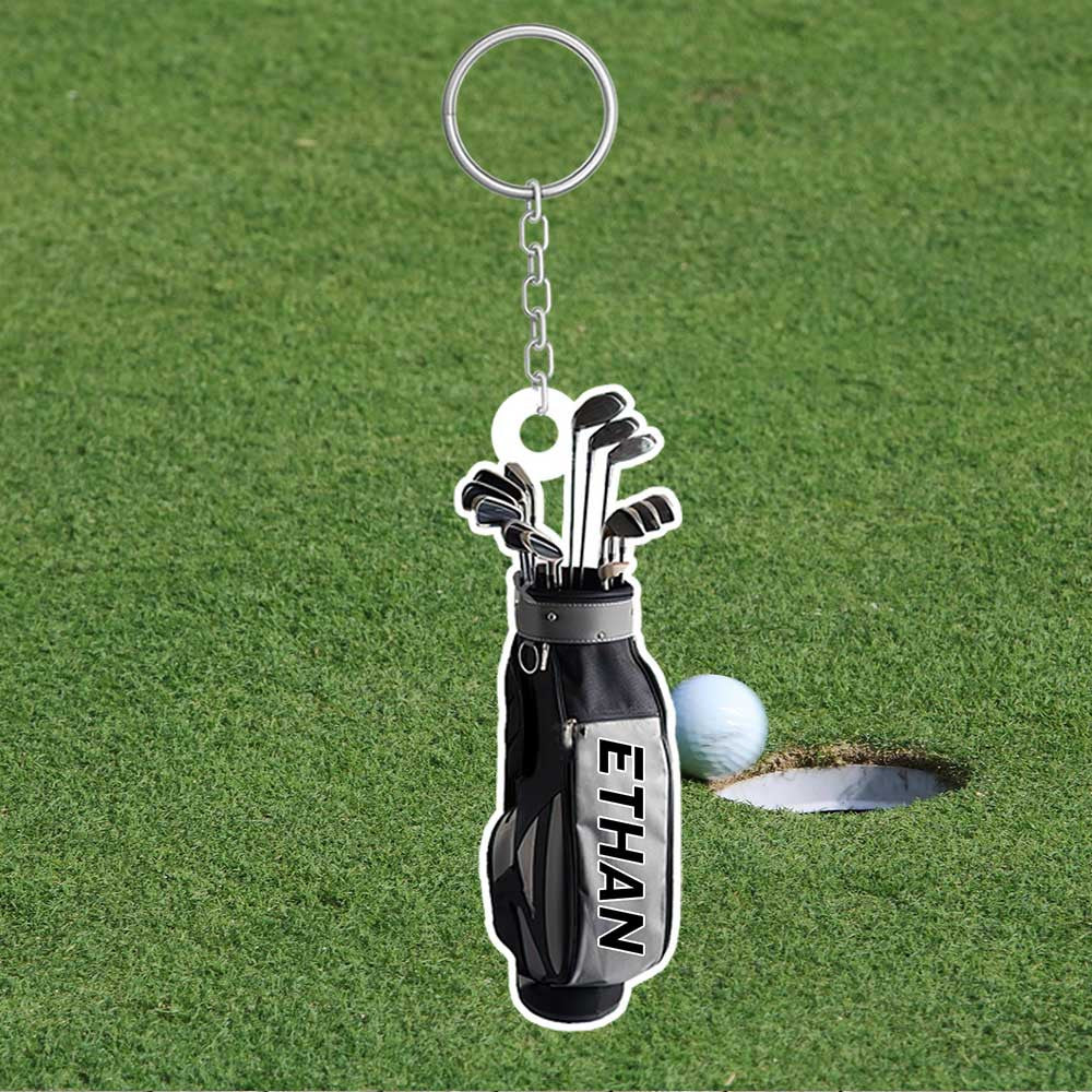 Personalized Golf Gear Keychain/ Golf Car Flat Keychain/ Custom Name for Golfer/ God lub