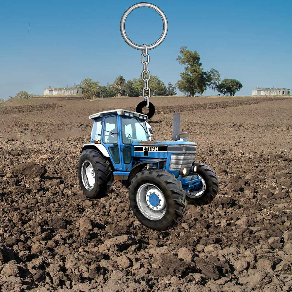 Personalized Farmer Tractor Keychain/ Custom Name Flat Acrylic Keychain for Farmer