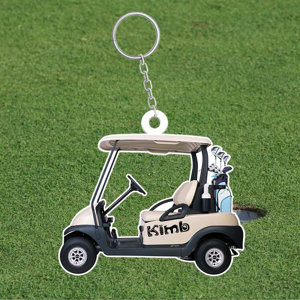 Personalized Golf Gear Keychain/ Golf Car Flat Keychain/ Custom Name for Golfer/ God lub