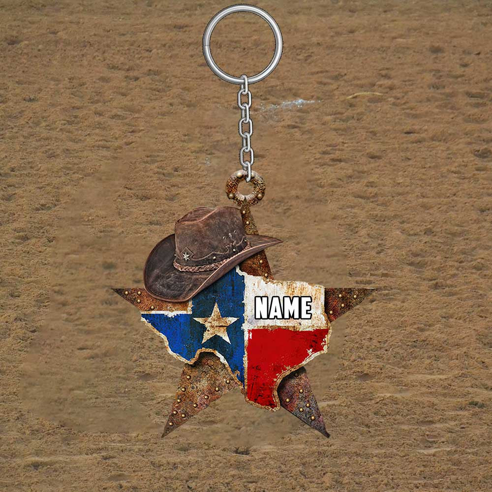Personalized Texas Cowboy Hat Keychain/ Custom Flat Acrylic Keychain for Cowboy