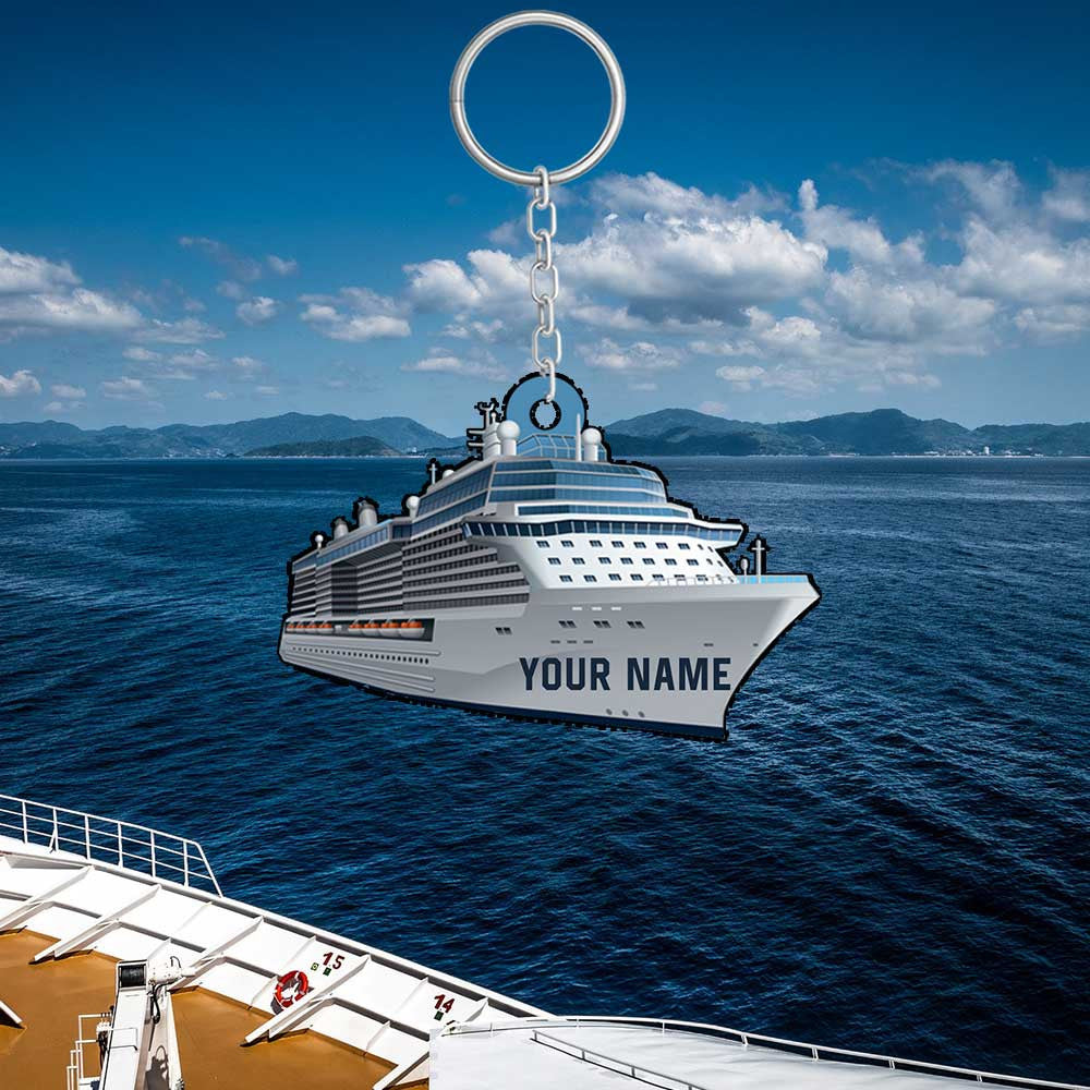Personalized Cruise Ship keychain/ Custom Name Flat Acrylic Keychain/ Gift for Cruise Lover