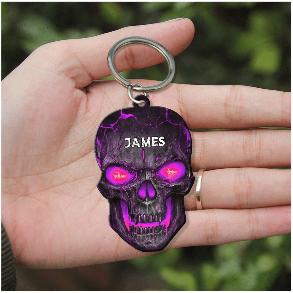 Personalized Skull Keychain/ Custom Name Flat Acrylic Keychain for Skull Lover