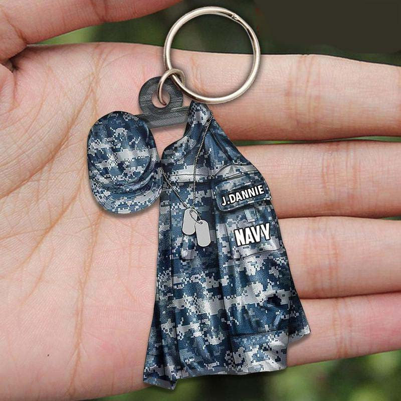 Personalized Navy Custom Name Flat Acrylic Keychain for Navy/ Gift for Navy Day/ Birthday