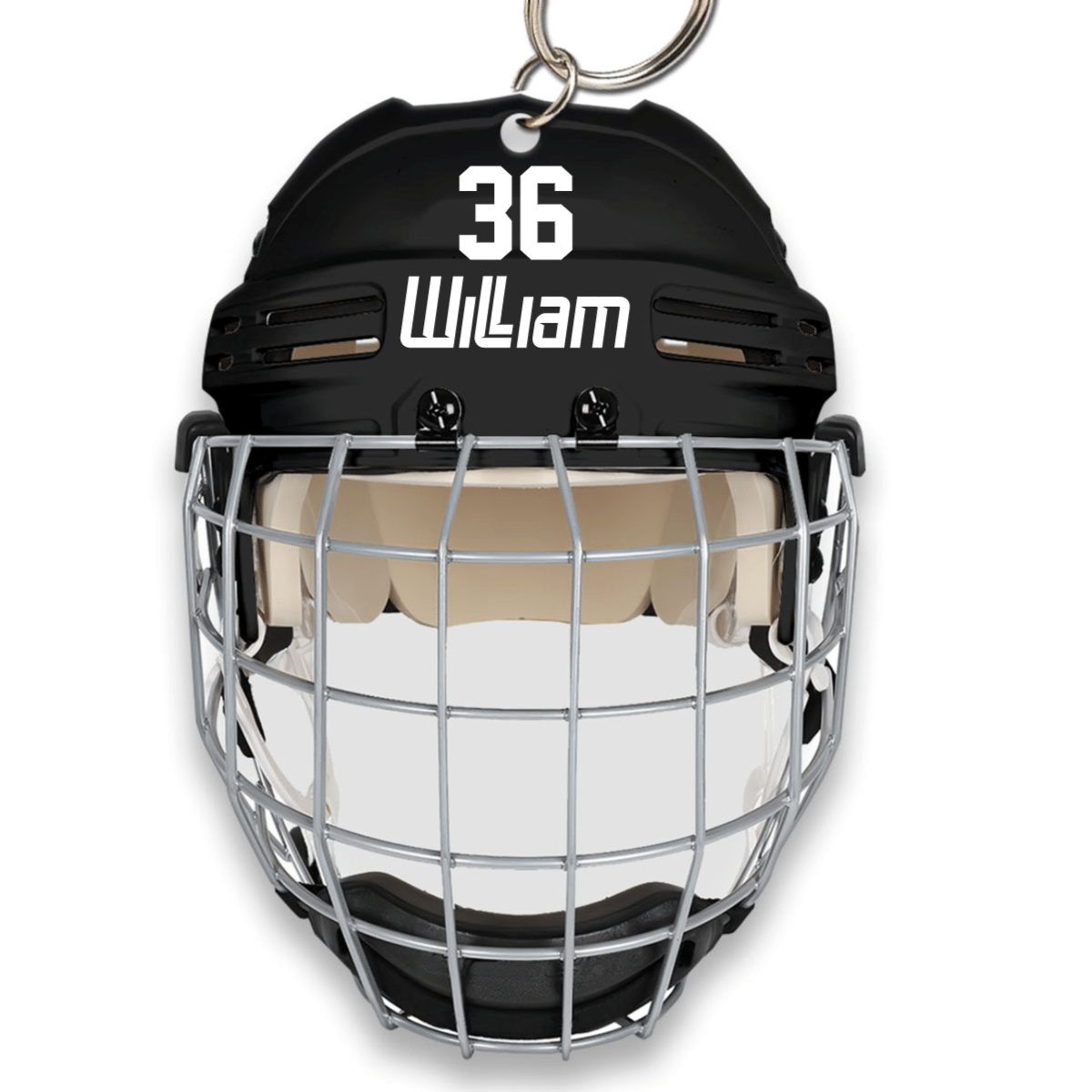 Personalized Ice Hockey Helmet With Cage Keychain/ Custom Name flat Acrylic Keychain for Ice Hockey Lovers