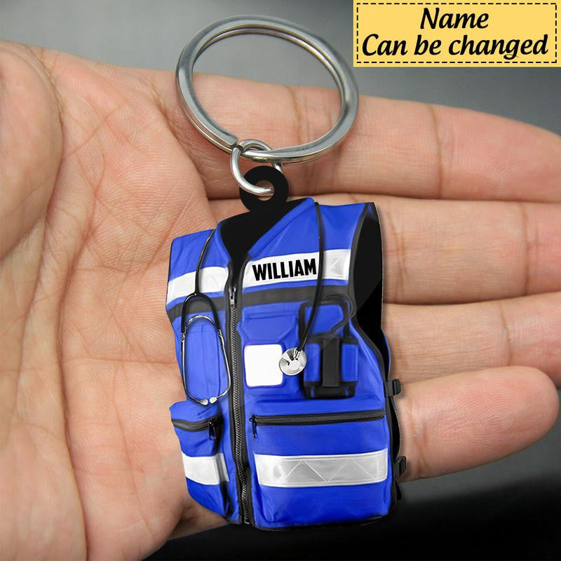 Personalized Paramedic Car Keychain/ Custom EMS Vehicle Flat Acrylic Keychain