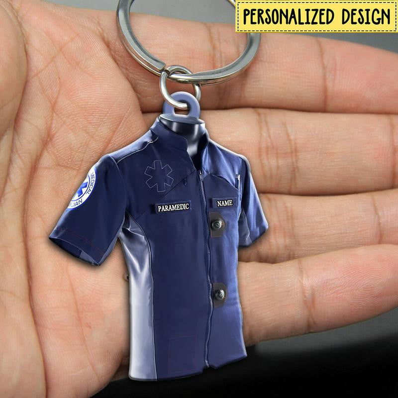 Personalized Paramedic Car Keychain/ Custom EMS Vehicle Flat Acrylic Keychain