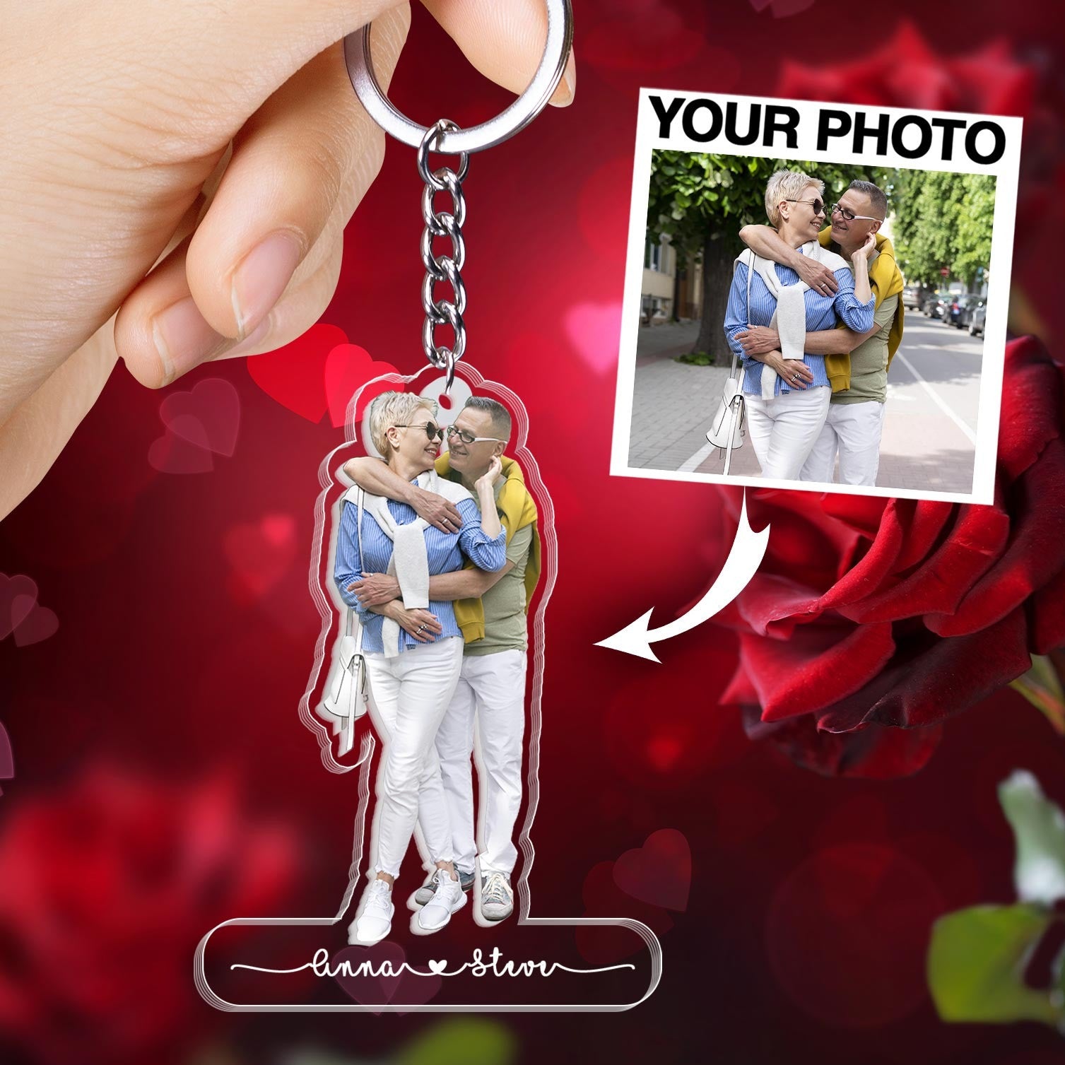 Personalized Couple Keychain/ Custom Photo Keychain Gift for him and Her Acrylic Keychain