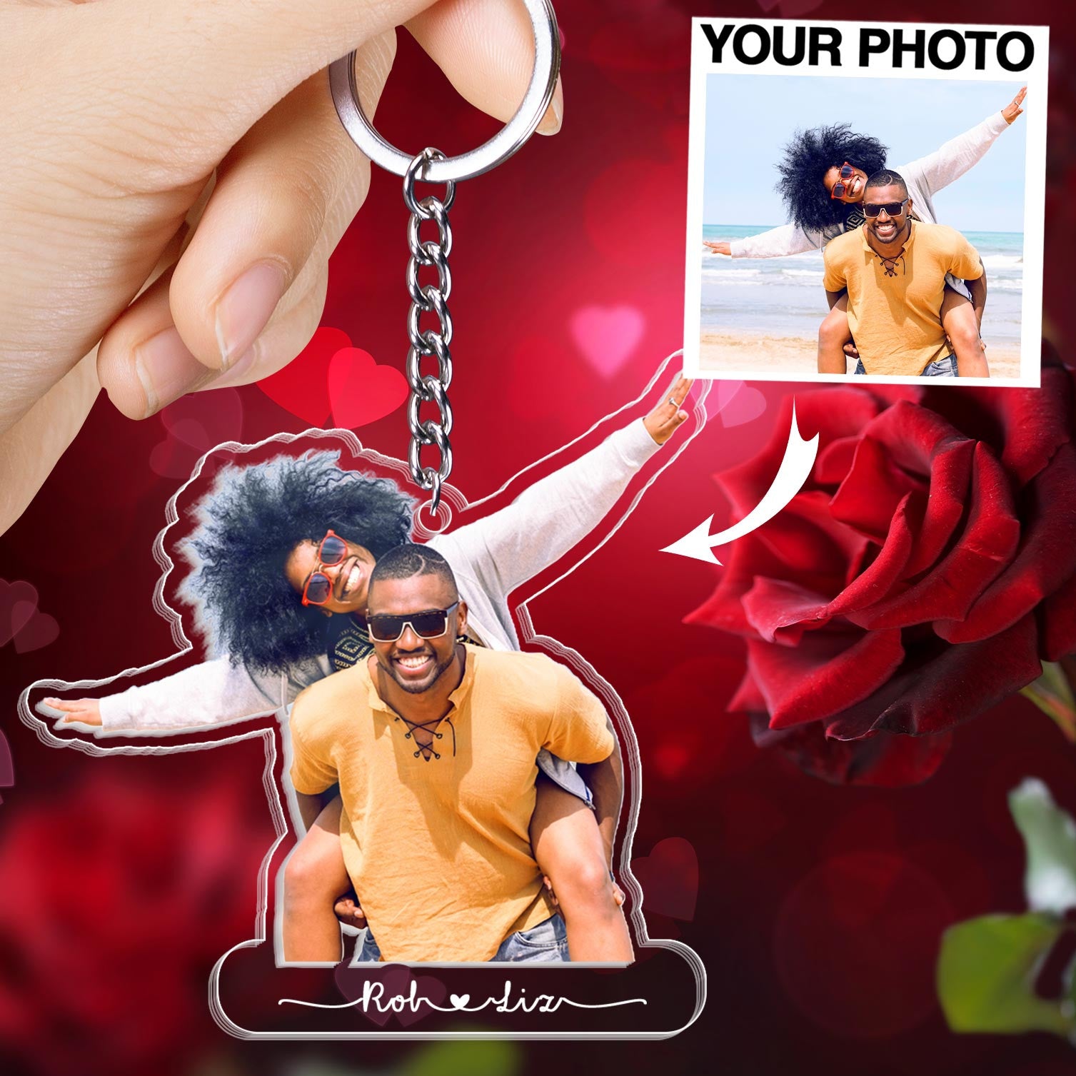Personalized Couple Keychain/ Custom Photo Keychain Gift for him and Her Acrylic Keychain