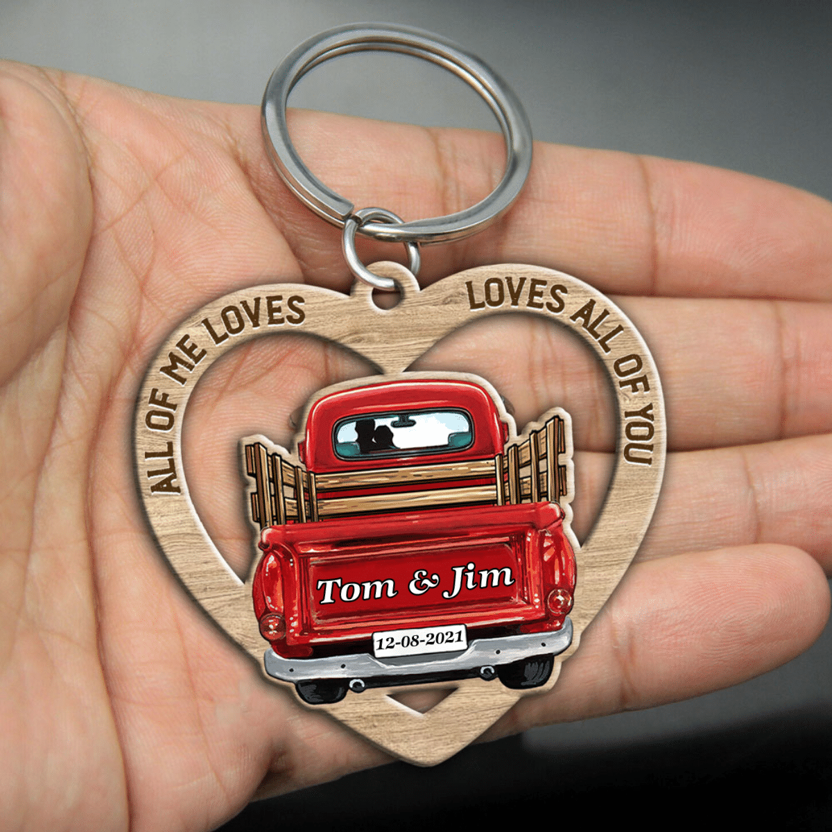 Personalized Couple Keychain/ All love you all loves me Wooden keychain for Wife