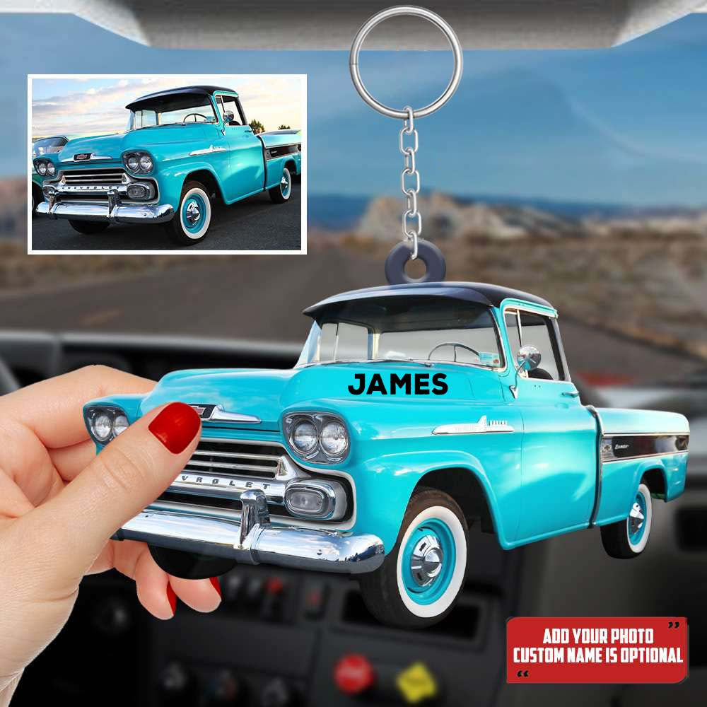 Personalized Chevy Truck Keychain/ Custom Photo Acrylic Flat Keychain