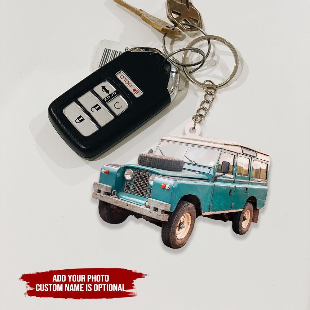 Personalized Land Rover Keychain/ Custom Photo Acrylic Flat Keychain for Car Lovers