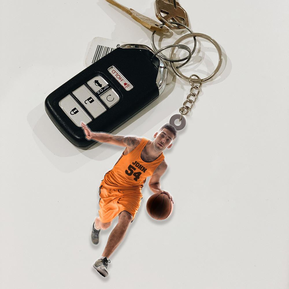 Personalized Basketball Keychain/ Custom Photo Acrylic Flat Keychain for Basketball Lovers