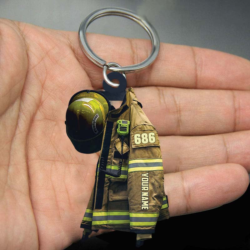 Personalized Firefighter Apprentice Keychain/ Custom Name Flat Acrylic Keychain for Firefighter