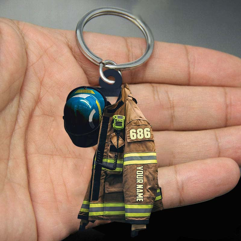 Personalized Driver Engineer Firefighter Keychain/ Custom Name Flat Acrylic Keychain for Firefighter