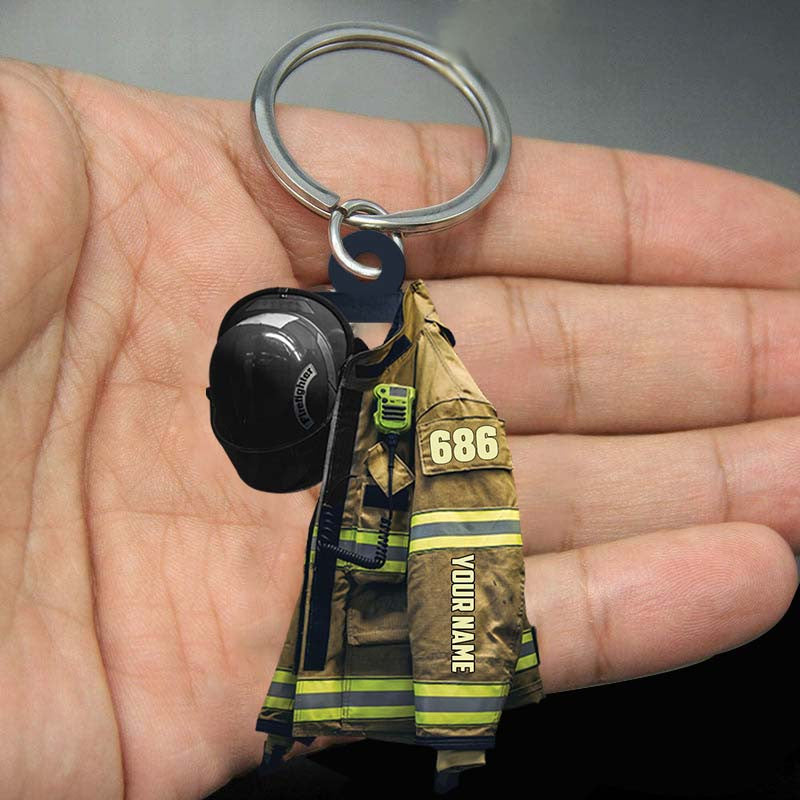 Personalized Driver Engineer Firefighter Keychain/ Custom Name Flat Acrylic Keychain for Firefighter