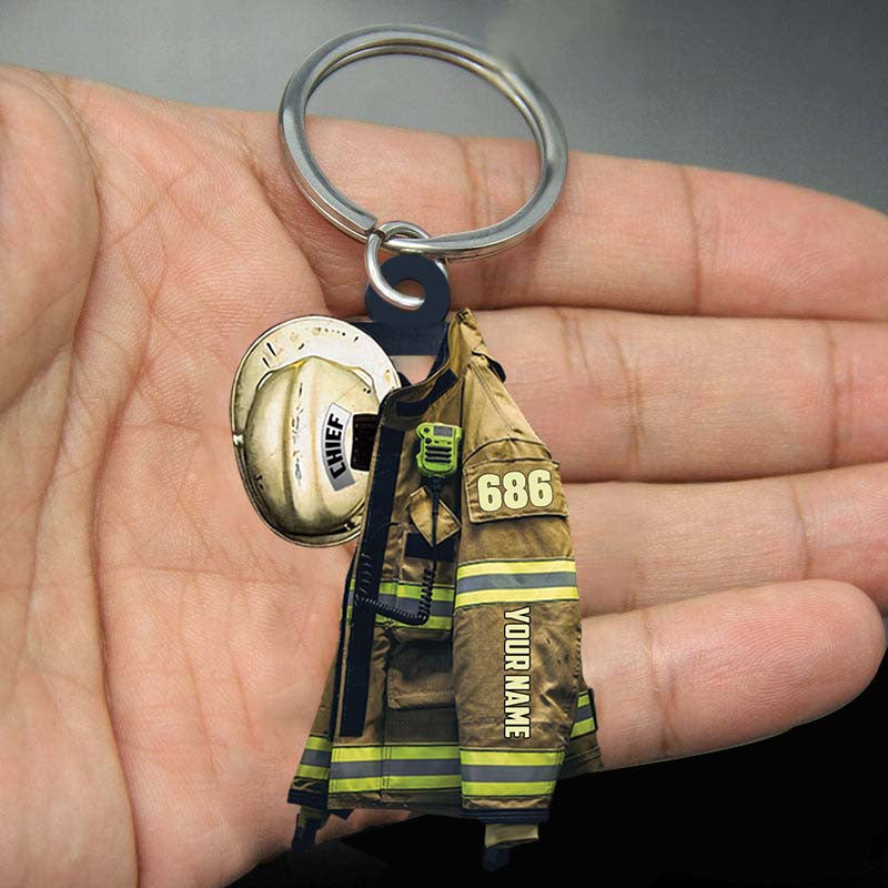 Personalized Investigator Firefighter Keychain/ Custom Name Flat Acrylic Keychain for Investigator