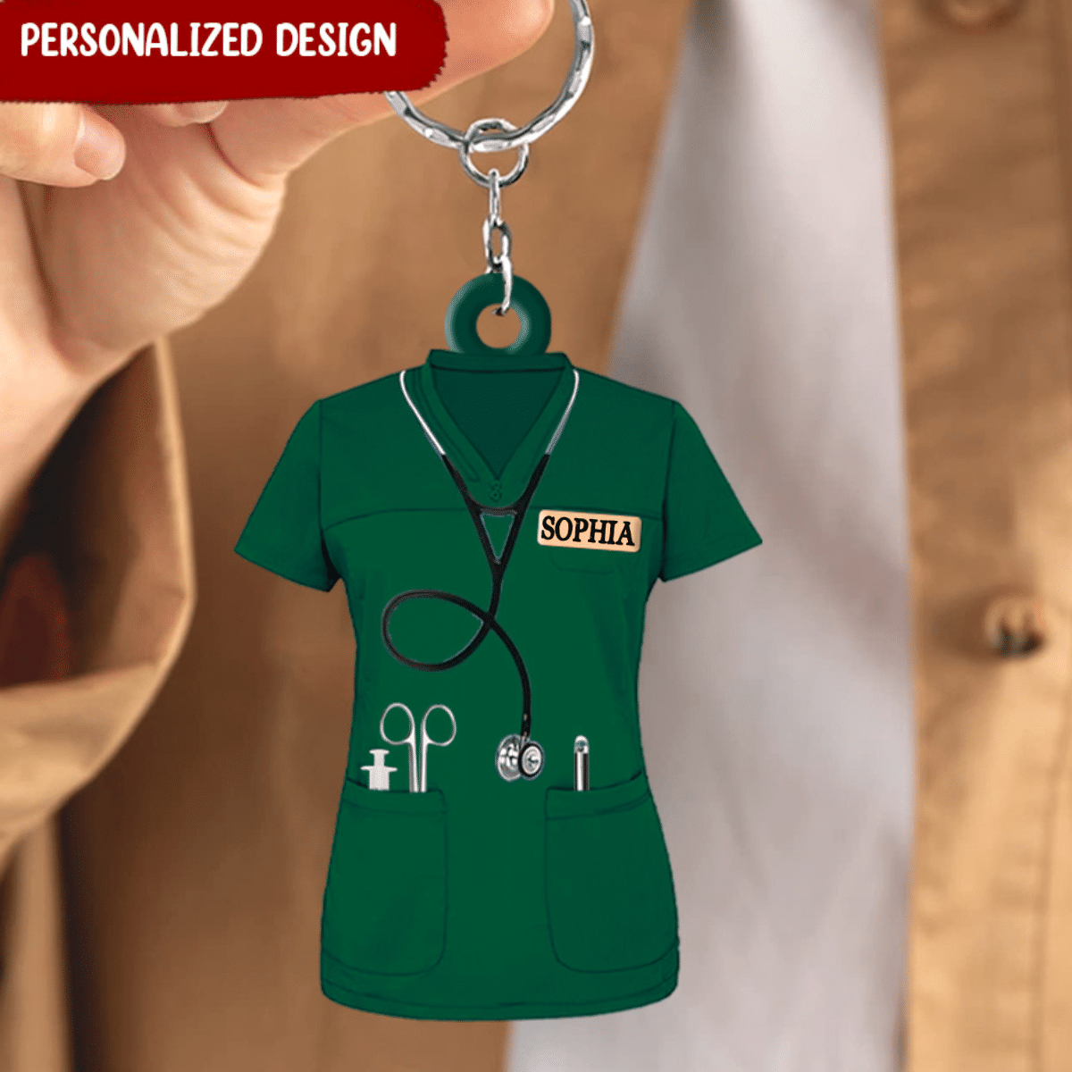 Personalized Nurse Scrubs - Gift For Nurse Acrylic Keychain/ Custom Name Nurse Costume