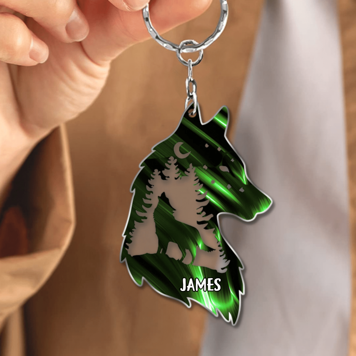 Wolf In Forest Personalized Wolf Acrylic Keychain for Lovers/ Keychain for Man