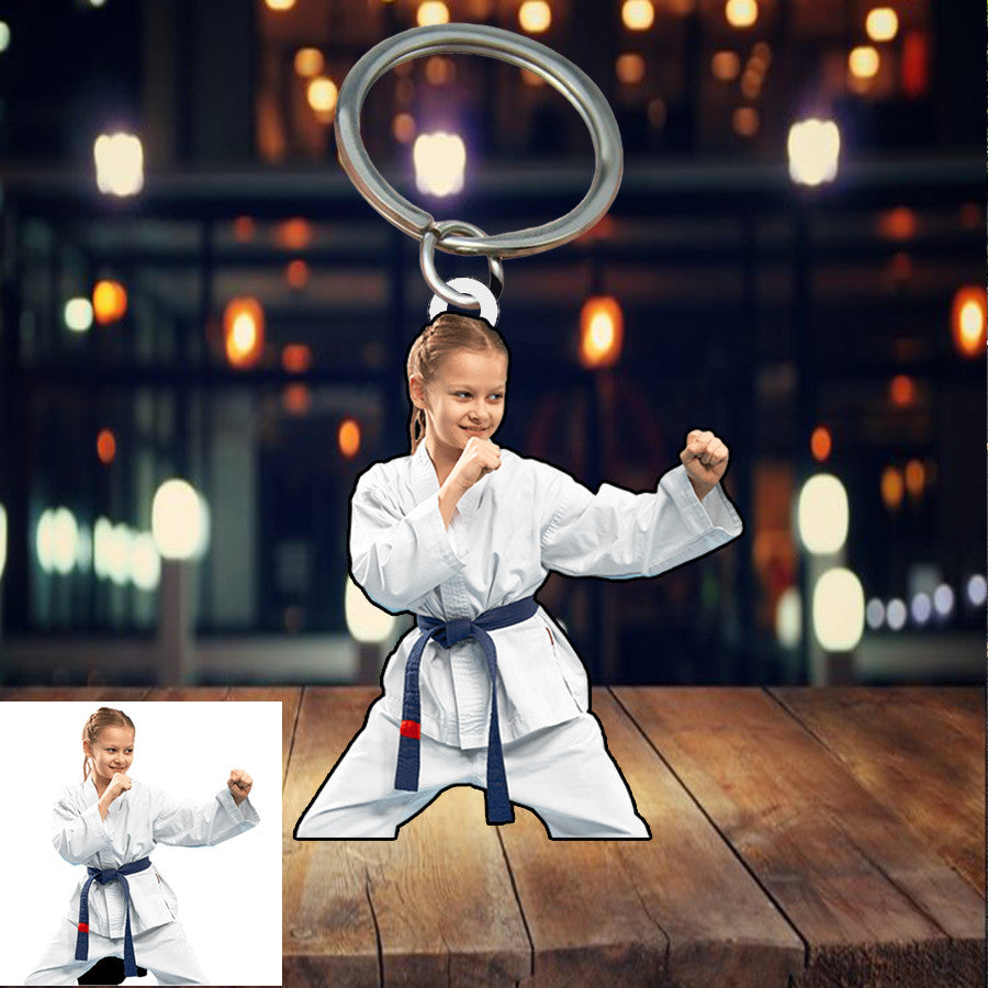 Personalized Karate Acrylic Keychain for Karate Students/ Custom Photo Keychain