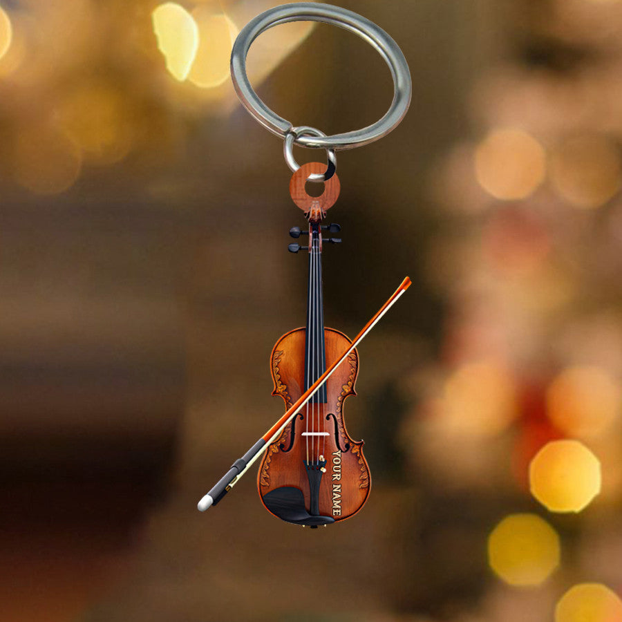 Personalized Violin Keychain/ Custom Name Flat Acrylic Keychain for Violin Lovers
